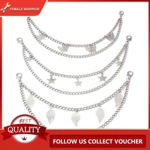 Female Warrior สายสร้อยโลหะหลายชั้นแบบ DIY จี้รูปหัวใจผีเสื้อรูปดาวห้อยกระเป๋าสะพายไหล่สายโซ่สำหรับกระเป๋า