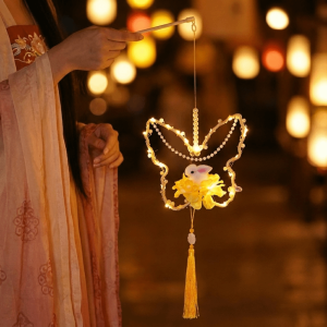 SOULLOV Chinese Style Childrens Rabbit Lantern Handmade DIY Material Bag Flower Lanterns Cute Glowing Mid-Autumn Festival Lamp Photography Props