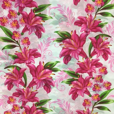 Leandra Design Geena Gina or Pongee Flower Floral Printed Fabric Sold per Yard Fabric Only