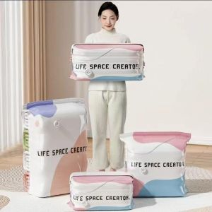 ✨ 3D No-Pump Compression Storage Bag For Down Clothing Anti-Mold Waterproof Seal Reusable Double Bone Strip Greatly Saves Space Hand-Operated Quick Air Exhaust