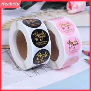 Heabety  500Pcs Cảm ơn bạn Sticker trang trí đám cưới con dấu dập nóng màu hồng đen Nhãn Tròn