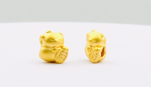 MJ Jewellery THE Mix Collection 999.9/24K Pure Gold Lucky Cat Charm Rope Bracelet Set L12-B635