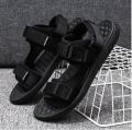 Fashion men and women sandals for  two straps Korean Style summer breathable beach sandal black rubber shoes size 36-45. 