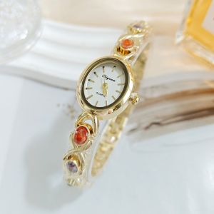 UNIITY Đá quý màu sắc Vòng tay Sang trọng Tinh tế Đồng hồ thạch anh Đơn giản và thanh lịch Retro Đồng hồ đeo tay Phụ kiện thời trang