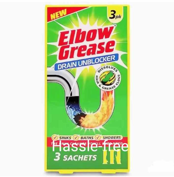 ELBOW GREASE CLEANER DRAIN UNBLOCKER (3PK x 25g) MADE IN IRELAND ...