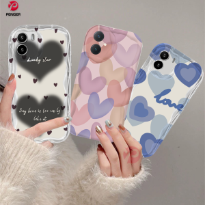 (Lokal Ready) PENGER Casing hp Vivo Y36 Y27 Y16 Y12s Y20 Y02A Y02T Y35 Y11 Y17 Y21 Y15 Y12 Y30i Y22 Y15s Y20s Y22s Y21A Y12i Y21s Y15A Y33s Y51 Y91C Y91 Art Watercolour 3D Wavy Curved Edge Love Heart Case