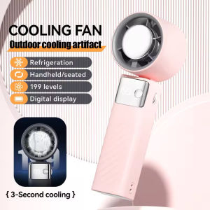 High speed Hand-Held Fans 4000mAh 199 Speeds Digital Display Flashlight Type C Charge Cooling Wind Desk Fans Foldable Refrigeration Stand Fan Portable Hand Table Mini Refrigerable High-speed Fan