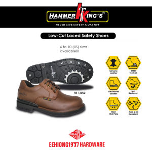 EEHIONG1977 Hammer King’s HK13002 HK 13002 Original Low-cut Laced Safety Boots Safety Shoes Safety Footwear (Brown) For Workmen Kasut Kerja Lelaki Berwarna Coklat 安全靴 安全鞋 工业鞋 铁鞋