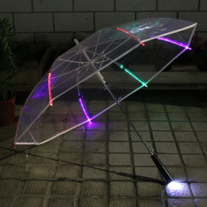 Led Light Umbrella Transparent Umbrella with Flashlight Childrens Long Handle Umbrella Personalized Umbrella