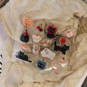 QUANSEN 1 Sheet 3D Epoxy Resin Transparent Decals INS Cute Black Cat Cartoon Jelly Relief Sticker DIY Phone Cases Laptop Tablet Decoration