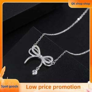 ✨QK shop✨ Fashion Double Layered Bowknot Pendant Necklace For Women Girls Elegant Versatile Necklace Clavicular Chain Jewelry Accessories
