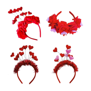 Flower Shape Headband for Woman Girl Hairband for Banquet Hair Hoop Glitter Heart Decor Hairband for Valentines Headband