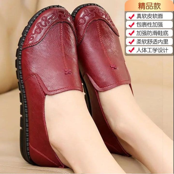 Genuine Leather Cowhide Flat Boat Shoes for Women Summer