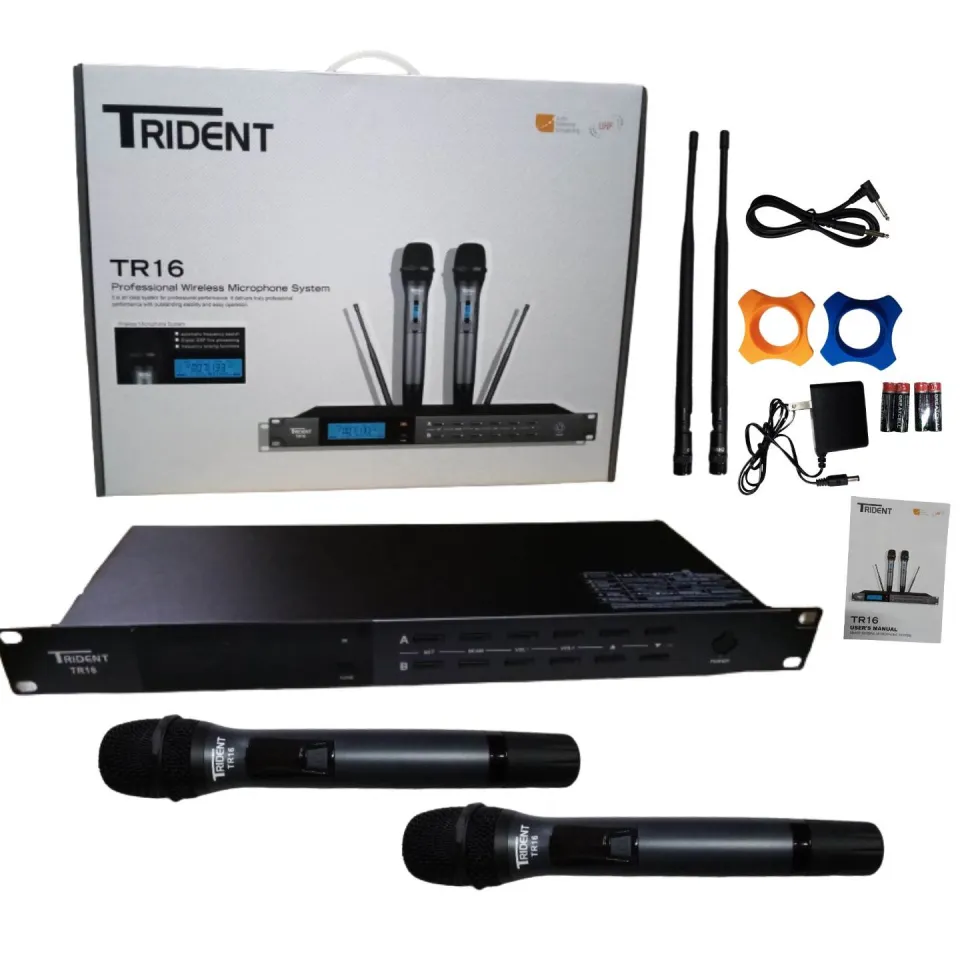 TR 16 UHF DUAL WIRELESS MICROPHONE CHANGEBALE FREQUENCY AA