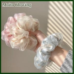 Moito Double Layer Silk Organza Scrunchies Sweet Flower Hair Band For Girls Ponytail Holder Rubber Bands Hair Ties Hair Accessories