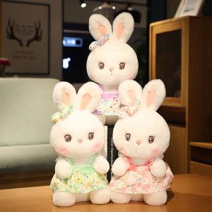 GAN62 30CM Birthday Christmas Lovely Soothing Fluffy Toy Doll Accompany Sleep Appease Doll Simulation Rabbit Bunny Stuffed Doll Skirt Rabbit Doll Stuffed Animal Toys Rabbit Plush Toys