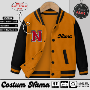 JAKET ANAK LAKI LAKI USIA 2 -13 TAHUN JACKET BASEBALL VARSITY ANAK BISA REQUEST CUSTOM INISIAL NAMA