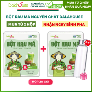 [Mua 2 Hộp Tặng Bình Pha] Bột rau má sấy lạnh Dalahouse - bột rau má organic thanh lọc cơ thể hỗ trợ thải độc gan (Hộp 120gr)