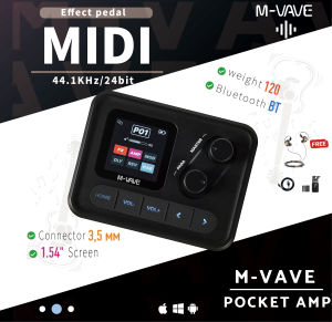BLACK M-VAVE Pocket AMP: 60+ Effects IR Cabs Versatile ReverbsPortable for Guitar/Bass Record