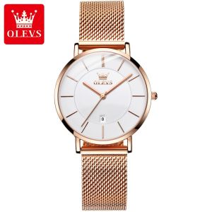OLEVS 5869 Fashionable Business Thin Quartz WristWatches Stainless Steel Milanese Strap Waterproof Girl Watch Woman