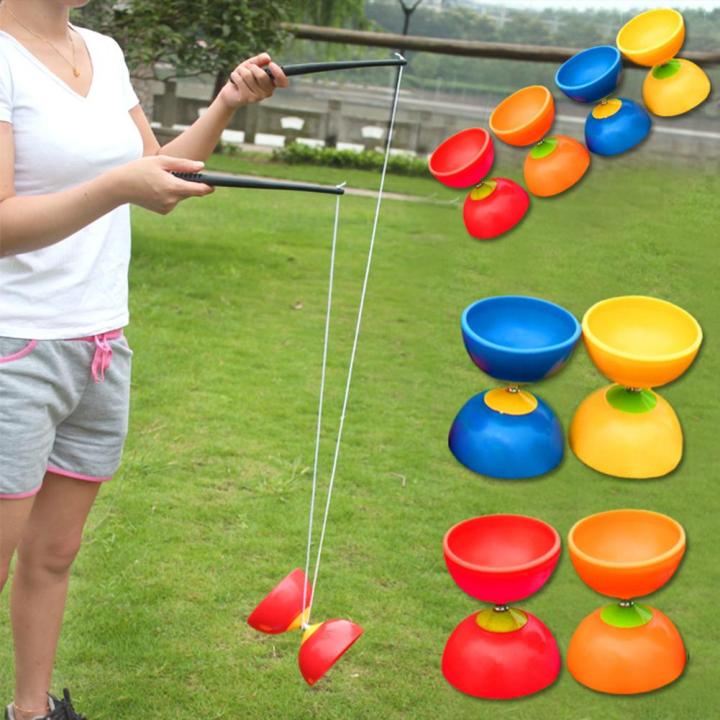 Funny Chinese YOYO 3 Bearing Diabolo Set Metal Sticks Bag Toys