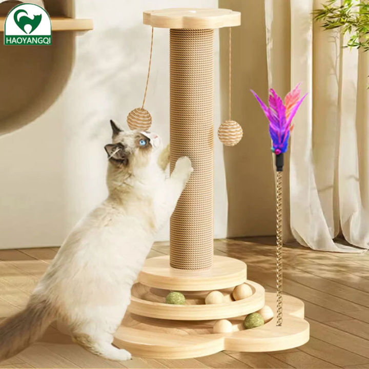 Gỗ đặc mèo bàn xoay sisal cột cột cho mèo cào đồ chơi cho mèo đầu Khung ...