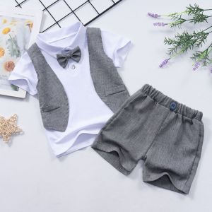 Bộ quần áo set đồ bé trai giả gile phù hợp mùa hè chất vài mềm mịn an toàn cho da thoải mái vận động - T10