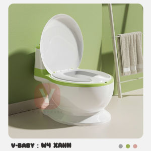 Bô Vệ Sinh Cho Bé V-BABY W4 Có Nắp Đậy Và Đệm Pvc Êm Ái - Cho Bé Trai & Bé Gái