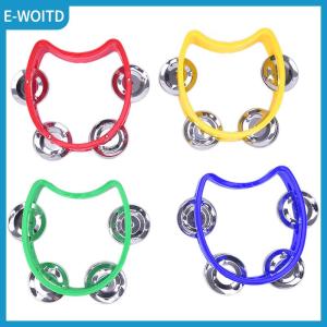 【E-WOITD】 Hand Held Tambourine Metal Bell Plastic Percussion for KTV Party Kid Game Toy