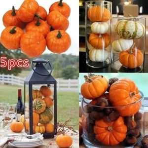 WAPKTY 5PCS Orange Artificial Pumpkin Lifelike Foam Halloween Decorate Pumpkins Durable Mini Size Party Supplies Pumpkins For Halloween