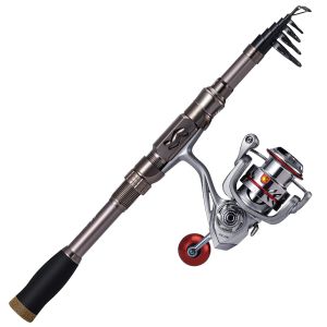 Sougayilang Telescopic Rod Spinning Reel Set High Carbon Sensitive Metal Wheel Seat Smooth Operation Portable Fishing Equipment