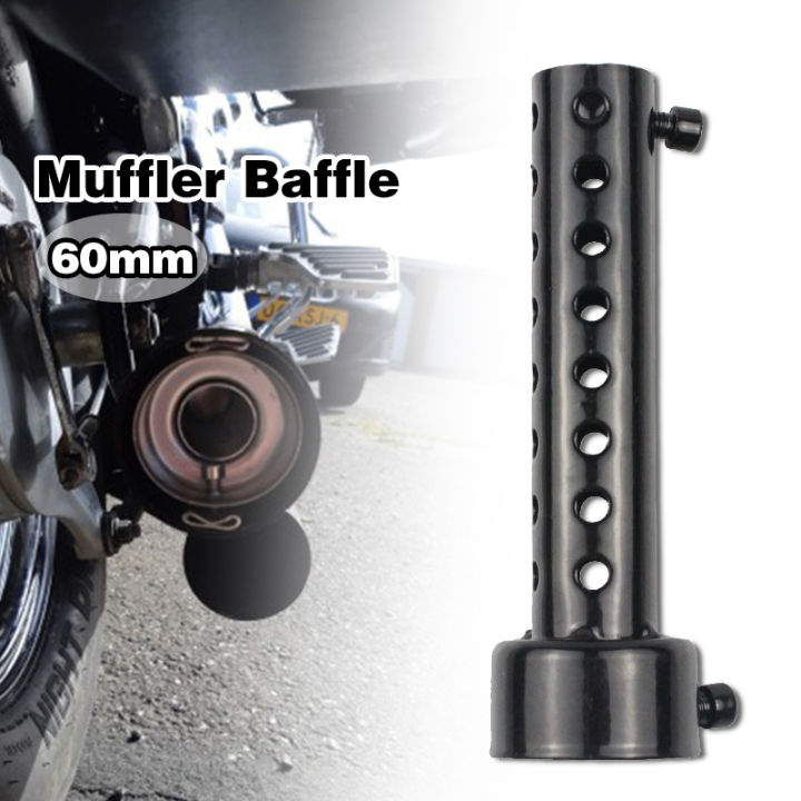 Universal 60mm Motorcycle Exhaust Can Muffler Insert Baffle DB Killer Silencer - Silver Tone