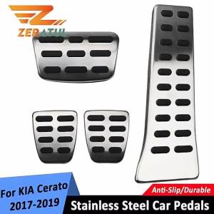 Zeratul Auto Stainless Steel Interior Car Pedals Car Fuel Gas ke Footrest Pedal Cover Parts for KIA Cerato 2017 - 2019 AT MT
