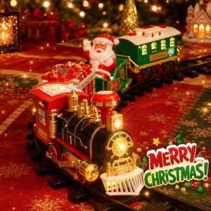 Electric Hanging Christmas Train Set Mini Locomotive With Lights Sound Water Steam Kids Xmas Gift