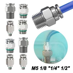 INNEED Stainless Steel Pneumatic Quick Connector Straight External Thread Air Hose Fitting  Corrosion Resistant Pipe Fitting Pneumatic Systems