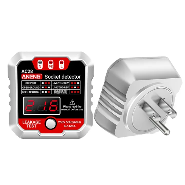 AC28 Socket Tester with LCD Display - Voltage and Phase Meter for US ...