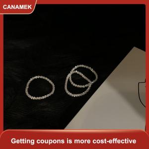 【CANAMEK】 Chic tối giản màu bạc sáng bóng nhẫn cho phụ nữ có thể điều chỉnh vòng cá tính thời trang mỹ trang sức Wedding party Quà Tặng