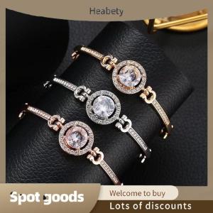 Heabety Fashion Light Luxury Sparkling Adjustable Zircon Bracelets High Quality Fashion All-match Bangle For Women Wedding Jewelry Birthday Gift