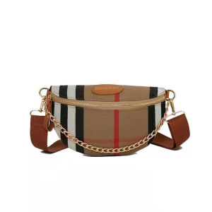 Shell Bag Womens Fashion Stripe Chest Bag Korean Style Mobile Phone Waist Bag Casual Simple Cross-body Bag