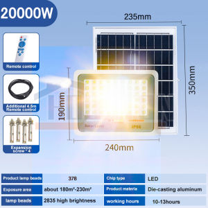 [5 Years Warranty] Arkady 50000W Solar Light Outdoor Waterproof Solar Light Auto-sensing Outdoor Flood Light Remote Control 200W Solar LED Street Light Household Solar Indoor Flood Light
