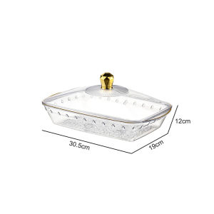 Mainland Piring Buah dengan Tutup Piring Saji Kue Roti Snack Piring Prasmanan Daging Sayur Transparan HSB857