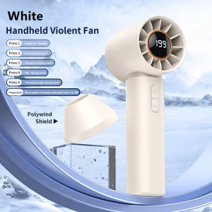 RYLAS 199Gears Turbo Fan Portable Handheld LED Display Fan USB Small Cooling Fan High Speed Wind