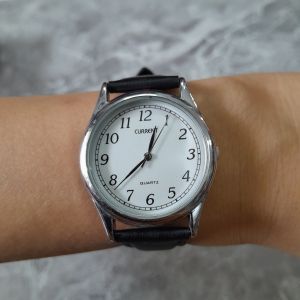 Đồng hồ nữ CURRENT mặt tròn dây da màu đen second hand si nhật- đã qua sử dụng