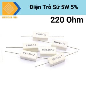 (5 con) Điện Trở Sứ 220 Ohm 5W 5%