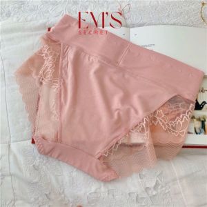 Quần Lót Nữ Cotton Phối Ren Cạp Cao Gen Bụng Size 50-60kg Không Đường Viền Che Khuyết Điểm