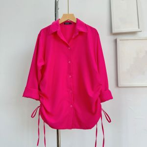 Áo sơ mi Bigsize Nữ tay dài rút dây nhún eo chất vải lụa chéo mềm mát đi học đi chơi 60-95kg- AT4