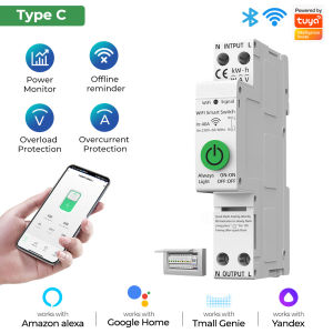 Smatrul tuya công tắc thông minh Wi-Fi 40/63A Đồng hồ đo năng lượng kWh đo ngắt mạch Hẹn giờ với dòng điện áp và rò rỉ bảo vệ