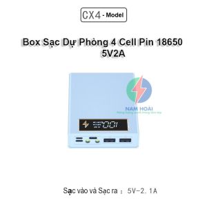 Box sạc dự phòng 4 cell 18650 sạc nhanh QCPDVOOC 3.0 (22.5W) sạc nhanh không dây (15W) từ tính (Không gồm pin)