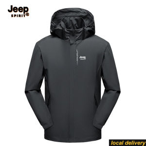 Jeep Spirit Waterproof Jacket for Women Men Windproof Sport Hiking Lightweight Windbreaker