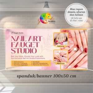 Cetak Spanduk Banner Pink Illustration Beauty Salon Promotion